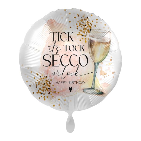 Folienballon - HBD - Secco - Tick Tock