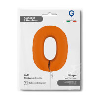 Folienballon Zahl 0 - Matte Orange
