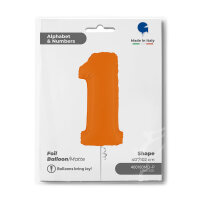 Folienballon Zahl 1 - Matte Orange