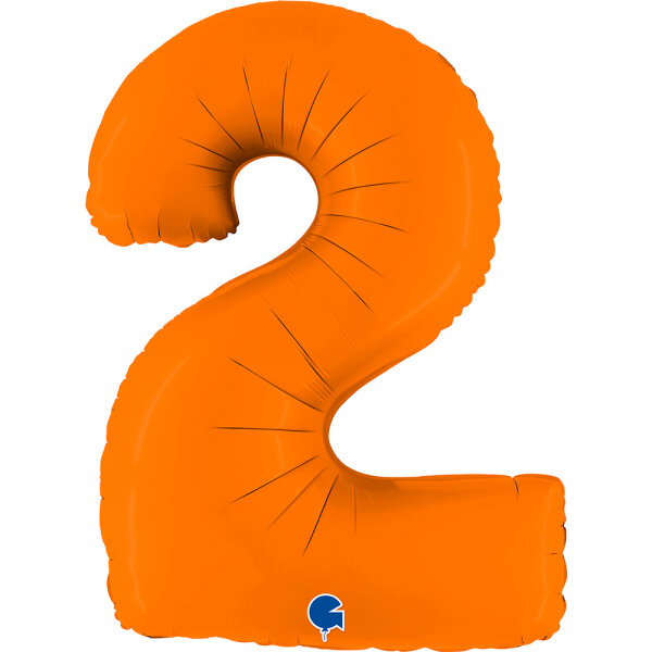 Folienballon Zahl 2 - Matte Orange