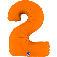 Folienballon Zahl 2 - Matte Orange