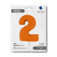 Folienballon Zahl 2 - Matte Orange
