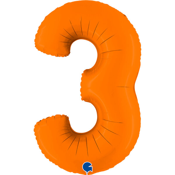 Folienballon Zahl 3 - Matte Orange