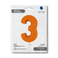 Folienballon Zahl 3 - Matte Orange