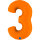 Folienballon Zahl 3 - Matte Orange