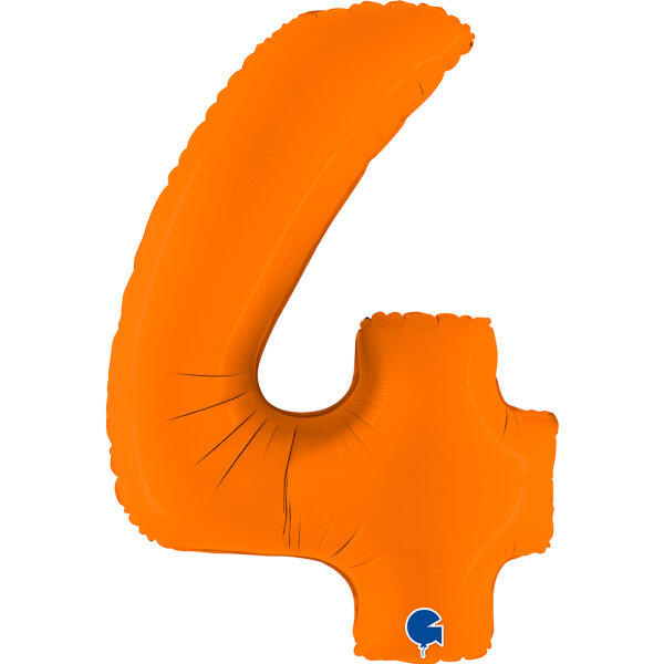 Folienballon Zahl 4 - Matte Orange