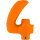Folienballon Zahl 4 - Matte Orange