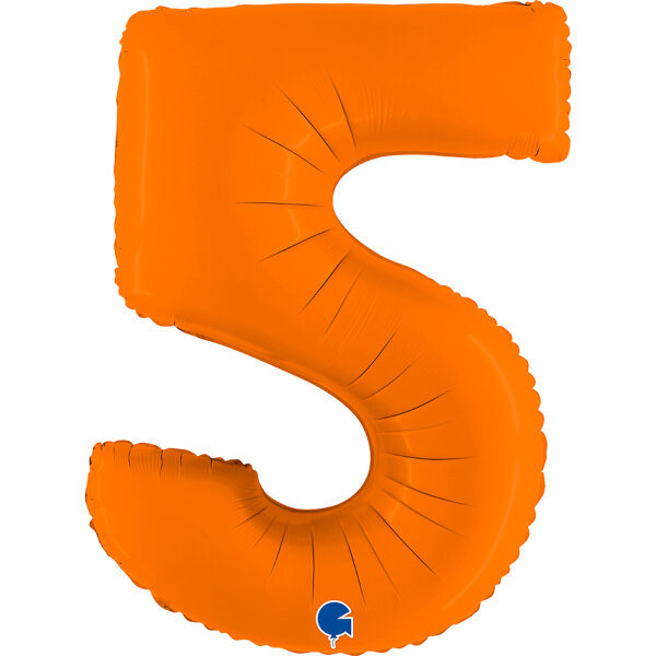 Folienballon Zahl 5 - Matte Orange