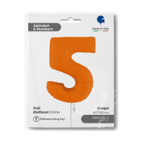 Folienballon Zahl 5 - Matte Orange