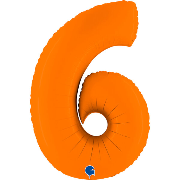 Folienballon Zahl 6 - Matte Orange