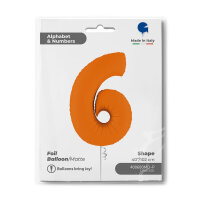 Folienballon Zahl 6 - Matte Orange