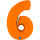 Folienballon Zahl 6 - Matte Orange