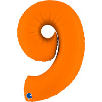 Folienballon Zahl 9 - Matte Orange