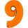 Folienballon Zahl 9 - Matte Orange