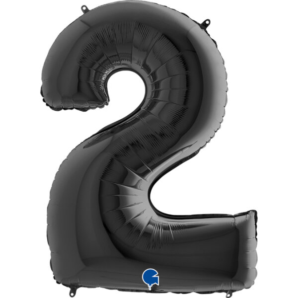 Folienballon Zahl 2 schwarz