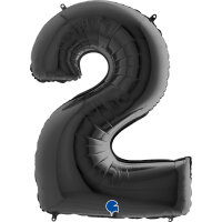 Folienballon Zahl 2 schwarz