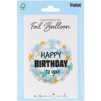 Folienballon HBD - Birthday Stars Blue / Gold