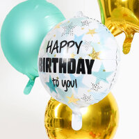 Folienballon HBD - Birthday Stars Blue / Gold