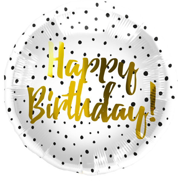 Folienballon - HBD - Black Dots