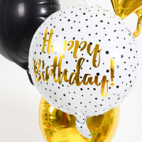 Folienballon - HBD - Black Dots