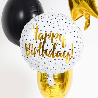 Folienballon - HBD - Black Dots