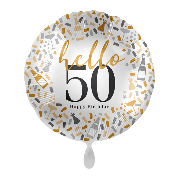 Folienballon Zahl 50 Hello Happy Birthday