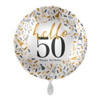 Folienballon Zahl 50 Hello Happy Birthday