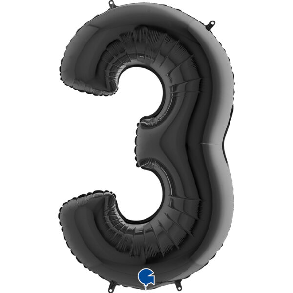 Folienballon Zahl 3 schwarz