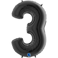 Folienballon Zahl 3 schwarz