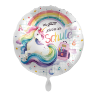Folienballon Einschulung - Einhorn Regenbogen Schule