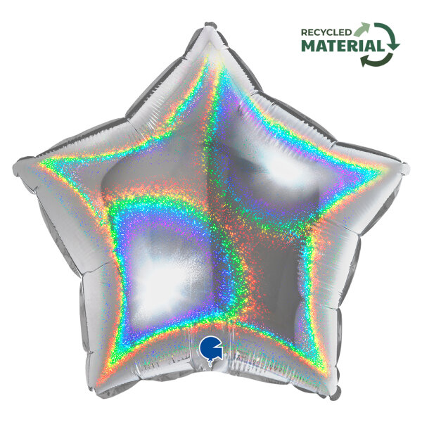 Folienballon SC - Stern Silber Glitter Holographic