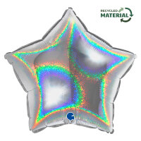 Folienballon SC - Stern Silber Glitter Holographic