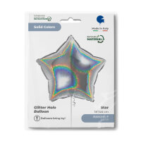 Folienballon SC - Stern Silber Glitter Holographic