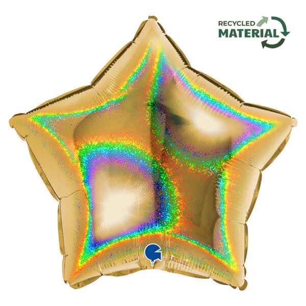 Folienballon SC - Stern Gold Glitter Holographic