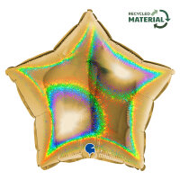 Folienballon SC - Stern Gold Glitter Holographic