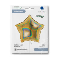 Folienballon SC - Stern Gold Glitter Holographic