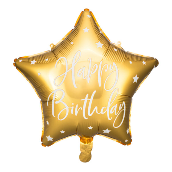 Folienballon HBD - Stern Happy Birthday Gold