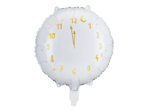 Folienballon HNY - Clock Weiß
