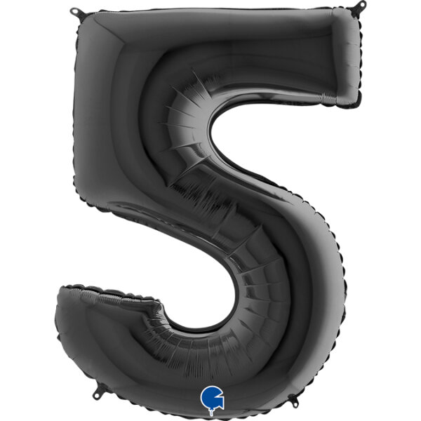 Folienballon Zahl 5 schwarz
