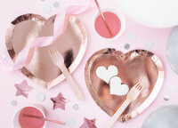 Pappteller Herz rosegold