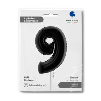 Folienballon Zahl 9 schwarz