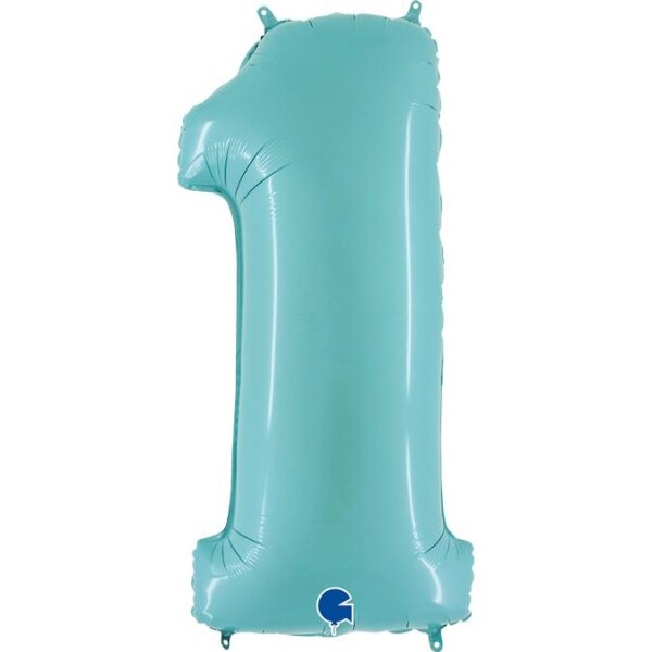 Folienballon Zahl 1 türkis pastell