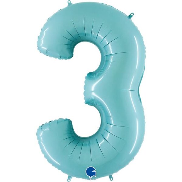 Folienballon Zahl 3 türkis pastell