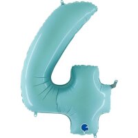 Folienballon Zahl 4 türkis pastell