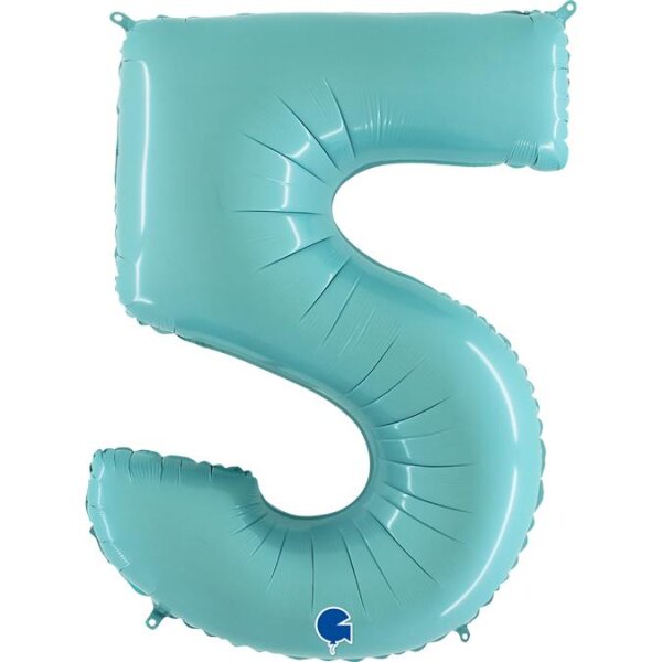 Folienballon Zahl 5 türkis pastell