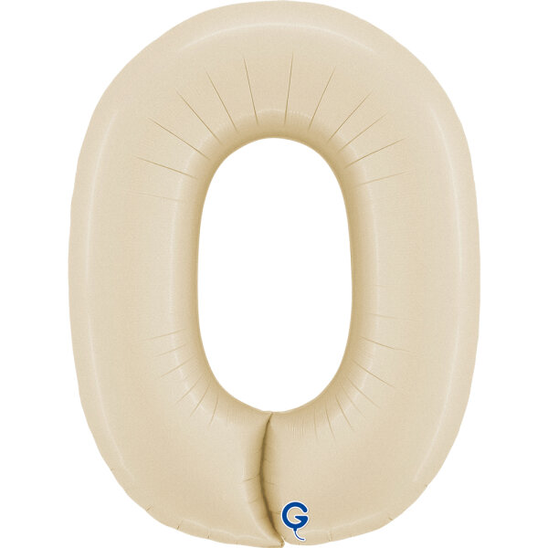 Folienballon Zahl 0 - Satin Cream
