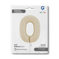 Folienballon Zahl 0 - Satin Cream