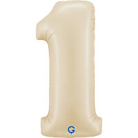Folienballon Zahl 1 - Satin Cream
