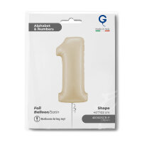 Folienballon Zahl 1 - Satin Cream