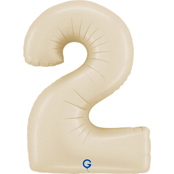 Folienballon Zahl 2 - Satin Cream